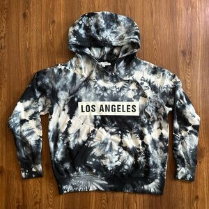 Young Fabulous & Broke Women's "Los Angeles" Black White Gray Tie-Dye Hoodie